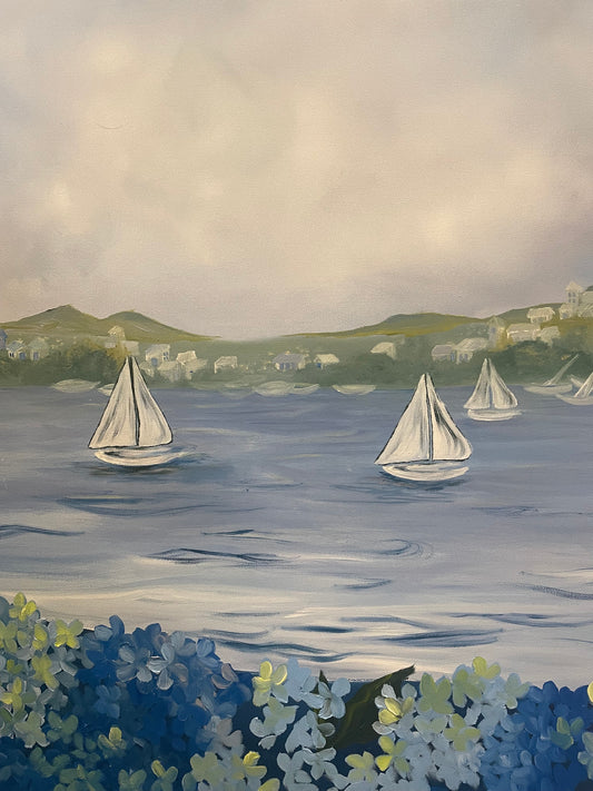 Sailboat with hydrangeas